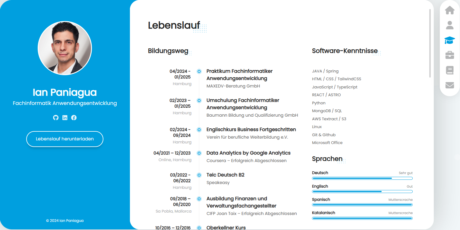 Digitales Profil - HTML/CSS/JavaScript - Bild 2